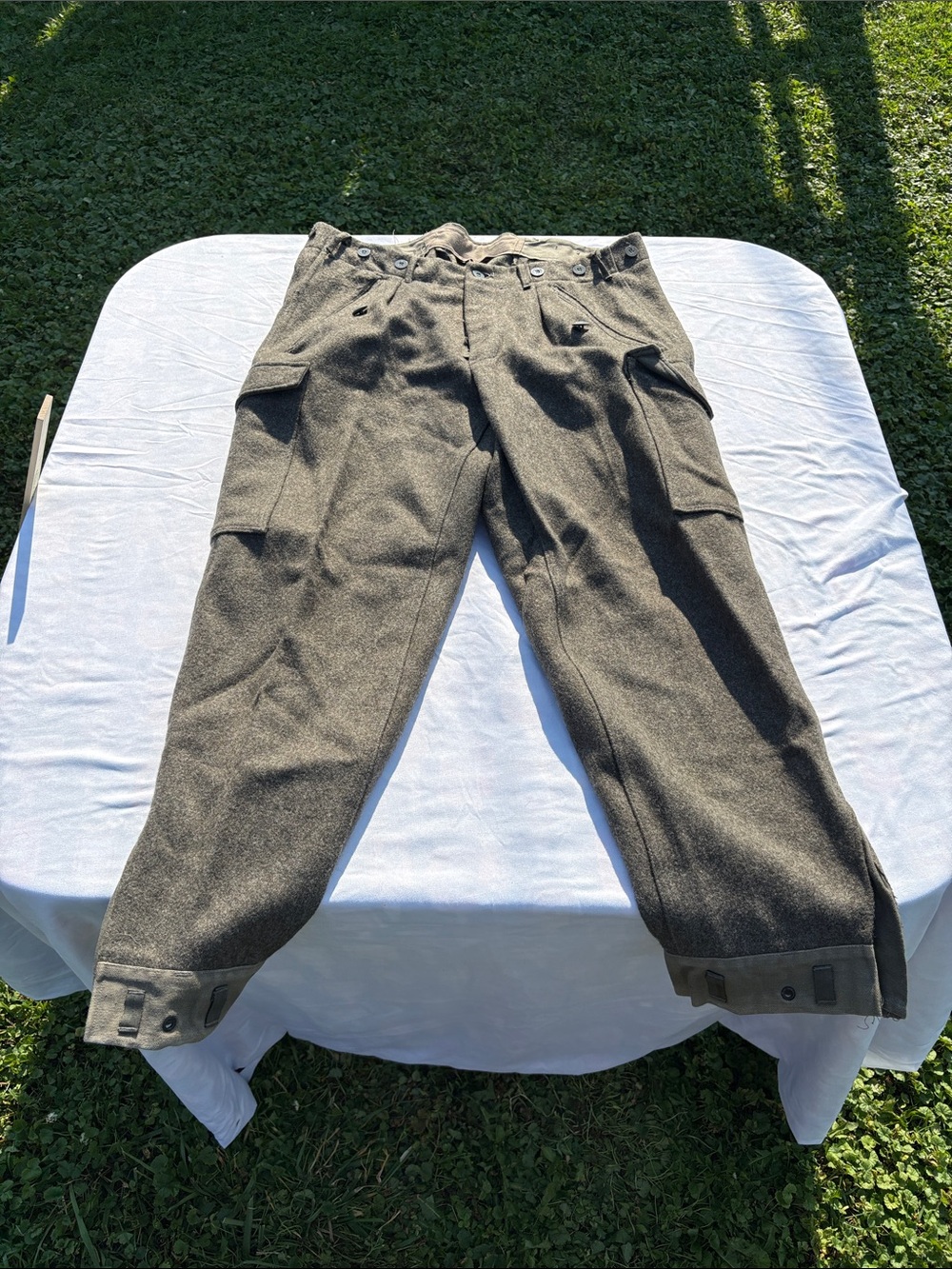 Swedish Army Men's heavyweight Wool Olive Green Cargo Trousers